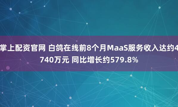 掌上配资官网 白鸽在线前8个月MaaS服务收入达约4740万元 同比增长约579.8%